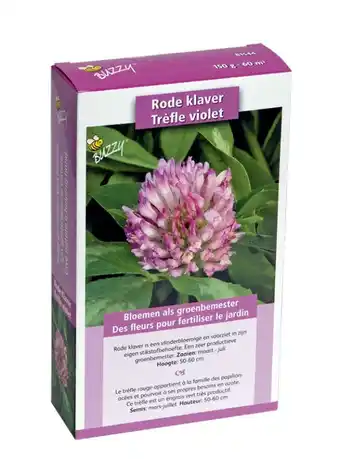 Welkoop Buzzy Rode klaver Trifolium pratense - Bloemzaden - 150 gram aanbieding