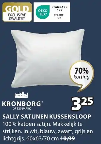 Jysk KRONBORG SALLY SATIJNEN KUSSENSLOOP 60x63/70 cm aanbieding