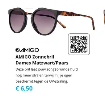 Tom AMIGO Zonnebril Dames Matzwart/Paars aanbieding