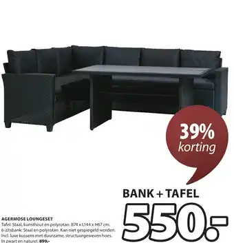 Jysk AGERMOSE LOUNGESET B74 x L144 x H67 cm aanbieding