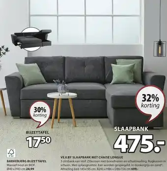Jysk VEJLBY SLAAPBANK MET CHAISE LONGUE aanbieding