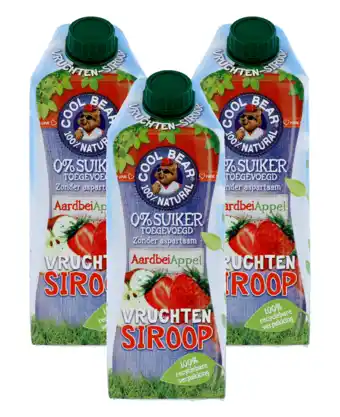 De Online Drogist Cool Bear Vruchtensiroop Aardbei en Appel 3x750ML aanbieding