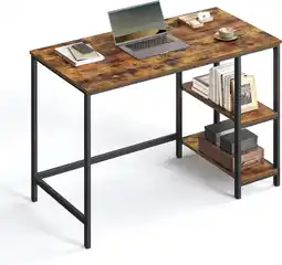 Amazon VASAGLE Bureau, computertafel, PC-tafel, kantoortafel, met 2 planken rechts of links, voor kantoor, woonkamer, stalen frame,  aanbieding