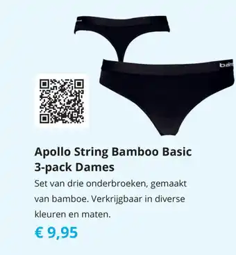 Tom Apollo String Bamboo Basic 3-pack Dames aanbieding