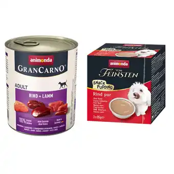 Zooplus Animonda GranCarno 24 x 800g + Animonda Pudding gratis! - Rund & Lam (24 x 800 g) + Snack Pudding Rund Puur (3 x 85 g) aanbieding