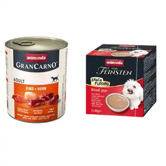 Zooplus Animonda GranCarno 24 x 800g + Animonda Pudding gratis! - Rund & Kip (24 x 800 g) + Snack Pudding Rund Puur (3 x 85 g) aanbieding