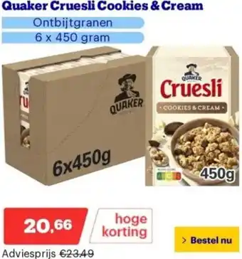 Bol.com Quaker Cruesli Cookies & Cream 6 x 450 gram aanbieding