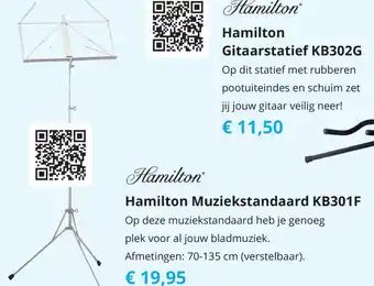 Tom Hamilton Muziekstandaard KB301F 70-135 cm aanbieding