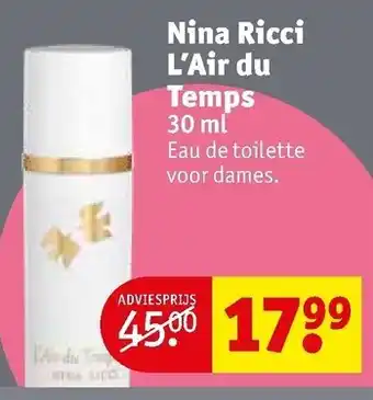 Kruidvat Nina Ricci L'Air du Temps edt 30ml aanbieding