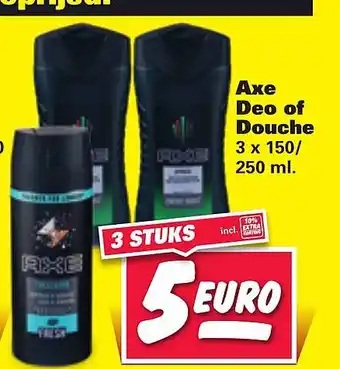 Nettorama Axe Deo of Douche 150/250ml aanbieding