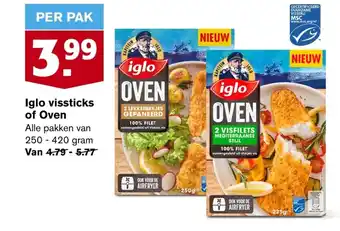 Hoogvliet Iglo vissticks of Oven 250 - 420 gram aanbieding