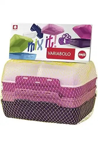 Amazon Emsa 517052 Variabolo 4-delige set voedselbewaardozen voor meisjes, 16 x 11 x 7 cm, aan beide zijden te openen, stapelbaar in aanbieding