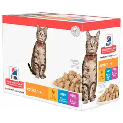 Pets Place Hill's Feline Maaltijdzakjes Adult Multipack - Kattenvoer - Mix Rund Zeevis 12x85 g aanbieding