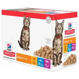 Pets Place Hill's Feline Maaltijdzakjes Adult Multipack - Kattenvoer - Mix Rund Zeevis 12x85 g aanbieding