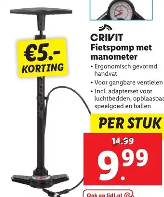 Lidl CRIVIT Fietspomp met manometer aanbieding