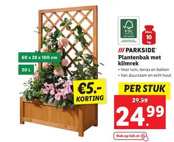 Lidl PARKSIDE Plantenbak met klimrek 60 x 28 x 100 cm aanbieding