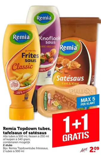 Coop Remia Topdown tubes, tafelsaus of satésaus 500ml aanbieding