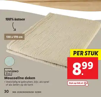 Lidl LIVARNO home mousseline deken 130 x 170 cm aanbieding