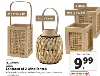 Lidl LIVARNO home lantaarn of 2 windlichten aanbieding