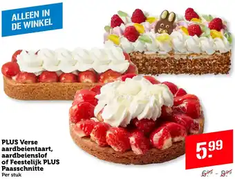 Coop PLUS Verse aardbeientaart, aardbeienslof of Feestelijk PLUS Paasschnitte aanbieding