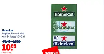 Makro Heineken regulier, silver of 0.0% krat 24 flesjes à 300 ml aanbieding