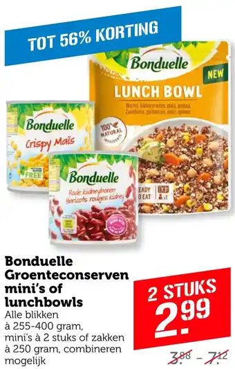 Coop Bonduelle Groenteconserven mini's of lunchbowls aanbieding