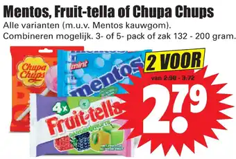 Dirk Mentos, fruit-tella of chupa chups 132-200 gram aanbieding