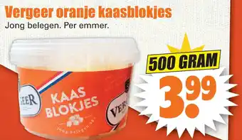 Dirk Vergeer oranje kaasblokjes 500 gram aanbieding