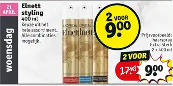 Kruidvat Elnett styling 2*400ml aanbieding