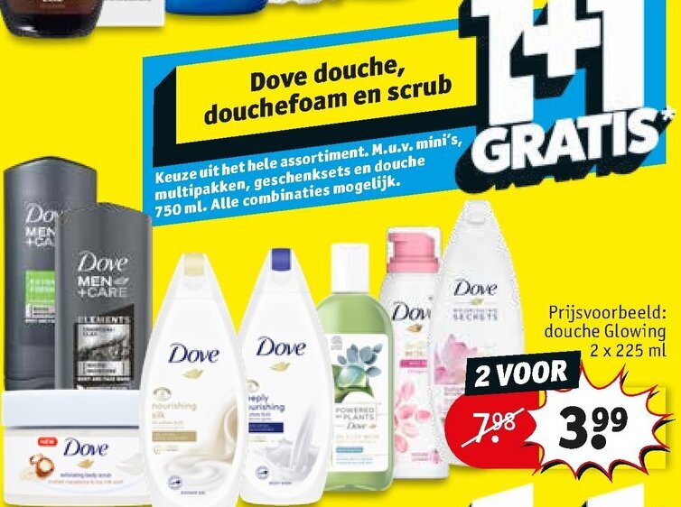 Dove Douche, douchefoam en scrub aanbieding bij Kruidvat