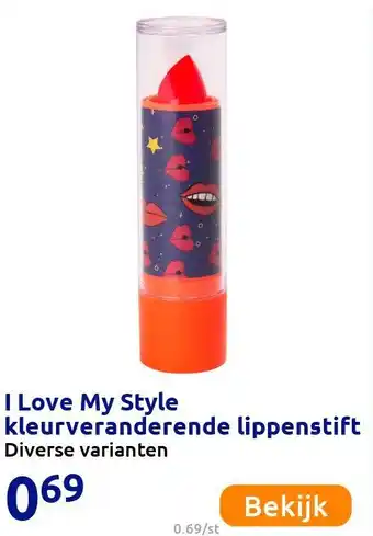 Action I Love My Style kleurveranderende lippenstift aanbieding