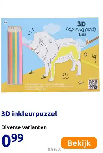 Action 3D inkleurpuzzel aanbieding