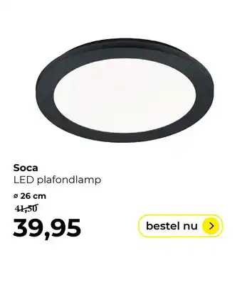 Lampidee Soca - plafondlamp d:26cm zwart 1350lm 3000k ip44 aanbieding