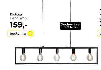 Lampidee Distesa - metalen hanglamp 5 lichts zwart 120cm breed aanbieding