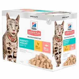 Pets Place Hill's Feline Maaltijdzakjes Adult Perfect Weight Multipack - Kattenvoer - 12x85 g aanbieding