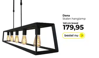 Lampidee Dana - stalen hanglamp 5 lichts zwart aanbieding