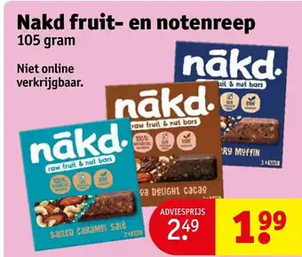 Kruidvat Nakd fruit- en notenreep 105 gram aanbieding