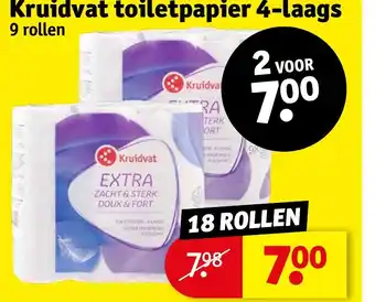 Kruidvat Toiletpapier 4-laags 18 rollen aanbieding