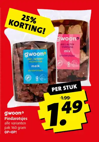 Boni Gwoon Pindarotsjes alle varianten pak 160 gram aanbieding