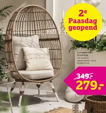 Leen Bakker Loungefauteuil Grand Egg   147x82x77 cm aanbieding