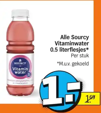 Albert Heijn Sourcy Vitaminwater 0.5 literflesjes aanbieding