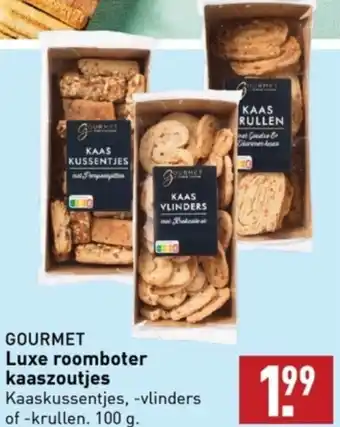 ALDI GOURMET Luxe roomboter kaaszoutjes 100g aanbieding