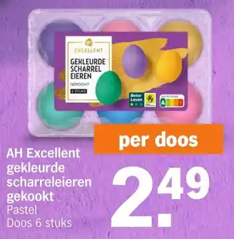 Albert Heijn Excellent gekleurde scharreleieren gekookt Pastel Doos 6 stuks aanbieding