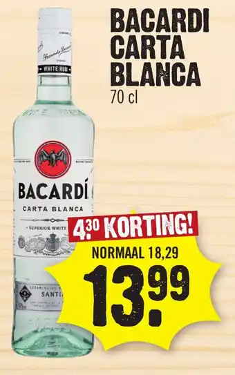 Super Dirck 3 BACARDI CARTA BLANCA 70 cl aanbieding