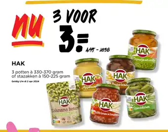 Jumbo HAK 3 potten à 330-370 gram of stazakken à 150-225 gram aanbieding