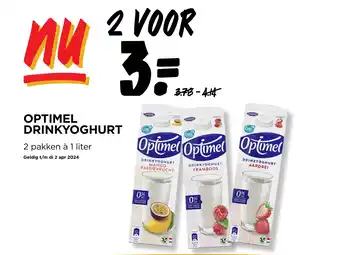 Jumbo OPTIMEL DRINKYOGHURT 2 pakken à 1 liter aanbieding