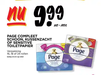 Jumbo PAGE COMPLEET SCHOON, KUSSENZACHT OF SENSITIVE TOILETPAPIER 16, 18 of 24 rollen aanbieding