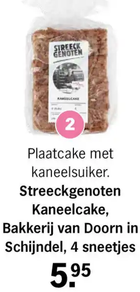 Albert Heijn Streeckgenoten Kaneelcake, Bakkerij van Doorn in Schijndel, 4 sneetjes aanbieding