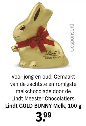 Albert Heijn Lindt GOLD BUNNY Melk, 100 g aanbieding