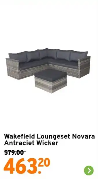 GAMMA Wakefield Loungeset Novara Antraciet Wicker aanbieding